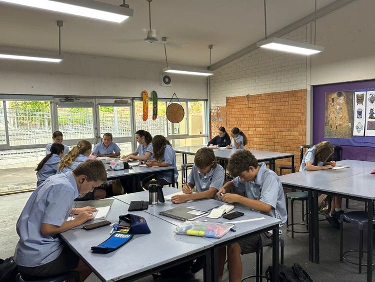 Junior students in art class