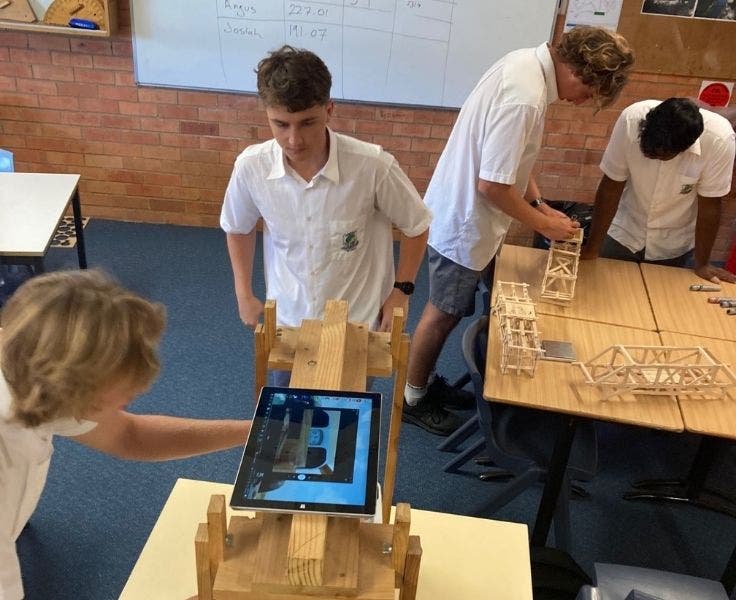 Senior boys doing engineering project