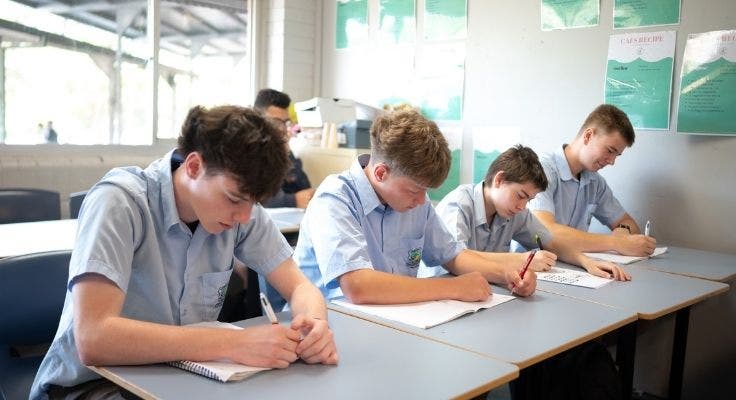 Students working in class